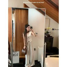 批发老钱风无袖西装套装<b class='q'>女</b>春夏白色阔腿裤<b class='q'>两件</b>套松弛感穿搭