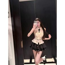 批发新款·花束般恋爱少女感蝴蝶结收腰显瘦<b class='q'>名媛</b>风法式时尚<b class='q'>套装</b>