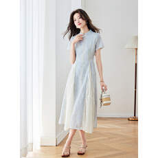 批发实拍2026女夏季新款新中式国风改良旗袍高级感蕾丝拼接连衣裙