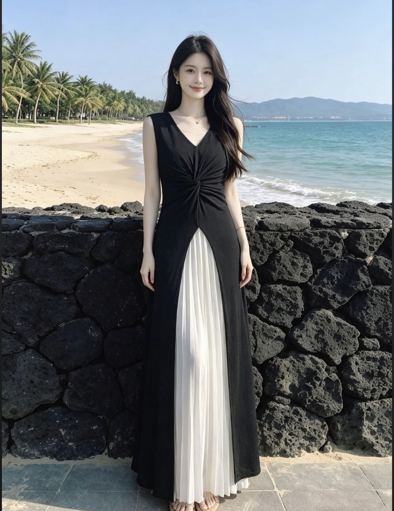BY31818# 夏季无袖V领...
