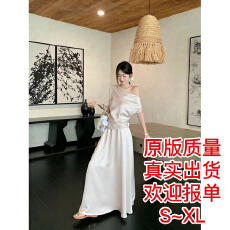批发法式气质<b class='q'>套装</b>露肩短袖衬衫女夏季香槟色纯欲半身裙a字长裙两件套