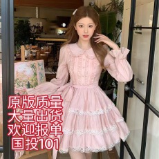 批发高质量千层梦境 <b class='q'>可爱</b>甜软粉色娃娃领公主蓬蓬<b class='q'>连衣裙</b>