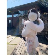 批发ICELOLLY版型好看短款毛领<b class='q'>羽绒服</b>白色派克服<b class='q'>女</b>冬巨好看的冬装外套