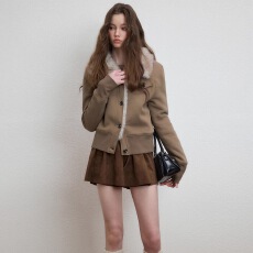 批发Luamoss 立领卫衣外套女加绒加厚保暖冬季新款毛绒内里设计感<b class='q'>上衣</b>