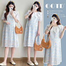 批发实拍~2026夏季新甜美时尚超好看刺绣减龄短袖孕妇装<b class='q'>连衣裙</b>