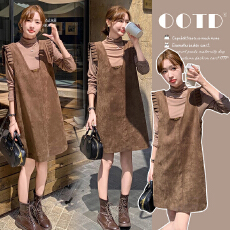 批发美拉德2026春季新款高级感麂皮小飞袖背心裙<b class='q'>百搭</b>T<b class='q'>孕妇</b><b class='q'>两件套</b>