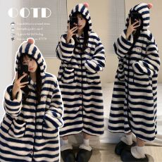 批发冬天可爱家居服加绒加厚可外穿2025新款秋冬孕妇睡袍