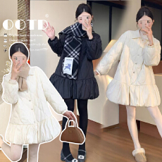 批发孕妇冬装棉服外套女2025新款时尚减龄加厚保暖冬季娃娃领菱格棉衣