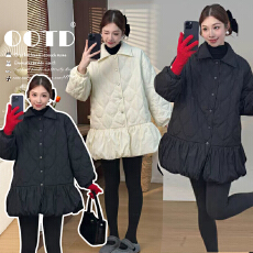 批发孕妇冬装棉服外套女2025新款时尚减龄加厚保暖冬季娃娃领菱格棉衣