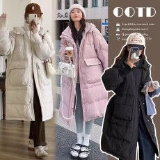 批发大量2025孕妇中长款连帽冬季羽绒棉服