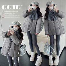 批发实拍网红韩版石墨烯云绒2025冬季新款<b class='q'>中长款</b><b class='q'>孕妇</b><b class='q'>棉服</b>+围巾两件套