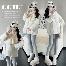 批发实拍网红韩版石墨烯云绒2025冬季新款<b class='q'>中长款</b><b class='q'>孕妇</b><b class='q'>棉服</b>+围巾两件套