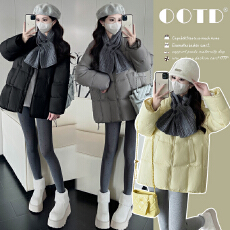 批发实拍网红韩版石墨烯云绒2025冬季新款<b class='q'>中长款</b><b class='q'>孕妇</b><b class='q'>棉服</b>+围巾两件套