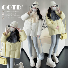 批发实拍网红韩版石墨烯云绒2025冬季新款<b class='q'>中长款</b><b class='q'>孕妇</b><b class='q'>棉服</b>+围巾两件套