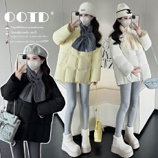 批发实拍网红韩版石墨烯云绒2025冬季新款<b class='q'>中长款</b><b class='q'>孕妇</b><b class='q'>棉服</b>+围巾两件套