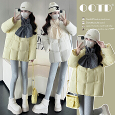 批发实拍网红韩版石墨烯云绒2025冬季新款<b class='q'>中长款</b><b class='q'>孕妇</b><b class='q'>棉服</b>+围巾两件套