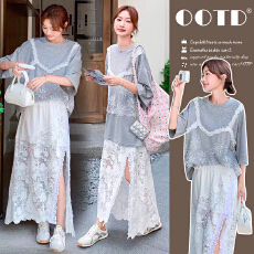 批发夏季新款短袖T恤+蕾丝半身裙孕妇<b class='q'>两件</b>套