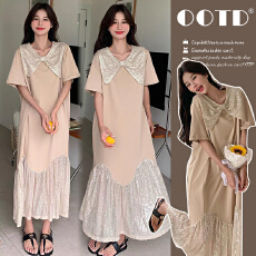 批发气质女神范甜妹绝美娃娃领鱼尾长裙款温柔风<b class='q'>孕妇</b><b class='q'>连衣裙</b>