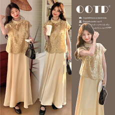 现优雅气质秀花罩衫连衣裙夏新款显瘦缎面吊带裙孕妇两件套