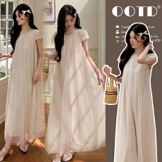 批发薄纱<b class='q'>连衣裙</b>女2026新款初夏穿搭法式温柔风绝美超仙孕妇长裙