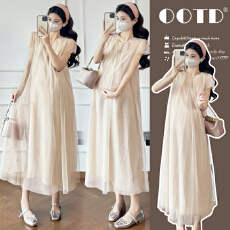 批发实拍薄纱<b class='q'>连衣裙</b>女2026新款初夏穿搭法式温柔风绝美超仙孕妇长裙