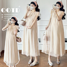 批发实拍薄纱<b class='q'>连衣裙</b>女2026新款初夏穿搭法式温柔风绝美超仙孕妇长裙