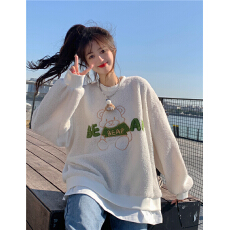 批发羊羔毛绒<b class='q'>小熊</b>长袖<b class='q'>卫衣</b>女秋冬季2025新款慵懒风