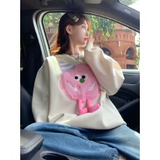 批发设计感圆领<b class='q'>卫衣</b>女2025新款爆款秋冬加绒加厚洋气减龄oversize上衣