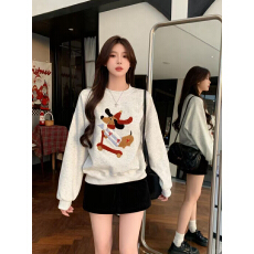 批发女大童爆款无帽卫衣春秋薄款初中学生高中慵懒风<b class='q'>宽松</b>美式加绒<b class='q'>t</b><b class='q'>恤</b>