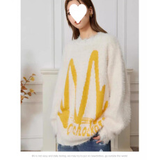 高质量抖音高质量美式复古字母毛衣情侣秋冬款小众慵懒风针织衫男