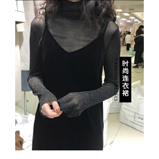 批发秋冬时尚洋气新款V领金丝绒吊带裙女长款宽松A字裙子丝绒中<b class='q'>长裙女</b>