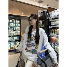 批发个性卡通印花小众长袖卫衣女夏季2025新款休闲宽松设计感<b class='q'>套头</b>上衣