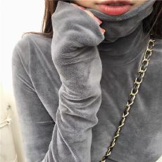 批发金丝绒堆堆领<b class='q'>打底衫</b>女2025秋冬新款加绒长袖卫衣内搭高领保暖上衣