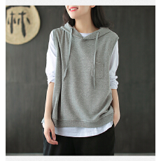 批发连帽棉马甲女春秋季新款女装宽松套头休闲<b class='q'>百搭</b>无袖卫衣上衣女外穿
