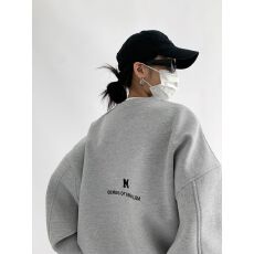 秋冬季网红同款休闲印花复合圆领卫衣女韩版时尚宽松百搭潮牌上衣