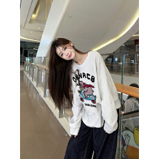 批发减龄设计感圆领印花宽松卫衣女秋季2025新款<b class='q'>长袖</b>显瘦百搭休闲上衣
