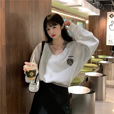 女团风短上衣主播服装性感露肩露脐爵士舞衣服甜酷辣妹假两件T恤