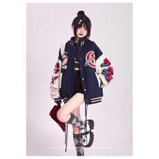 批发美式<b class='q'>街头</b>复古撞色棒球服外套女新款宽松oversize百搭夹克