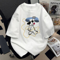 批发重磅纯棉韩版个性创意小狗印花短袖<b class='q'>T</b><b class='q'>恤</b>情侣夏季潮牌ins宽松上衣<b class='q'>男</b>