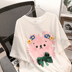 批发法式小众奶系蝴蝶结短袖t恤女夏季<b class='q'>新款</b>百搭温柔韩版不撞款<b class='q'>上衣</b>ins