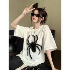 批发美式高街T恤女夏季2026<b class='q'>新款</b>设计感刺绣百搭宽松中长款短袖<b class='q'>上衣</b>潮