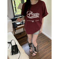 美式字母印花短袖T恤女夏季2026新款韩系设计感宽松休闲圆领上衣