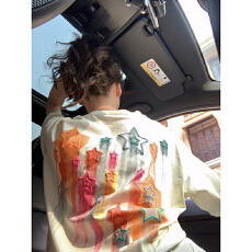 设计感彩色星星T恤女夏季2026新款涂鸦立体发泡印花宽松短袖上衣