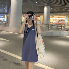 批发ns超火背心裙子女春夏韩版港风chic<b class='q'>宽松</b>学生T恤上衣中长款<b class='q'>连衣裙</b>