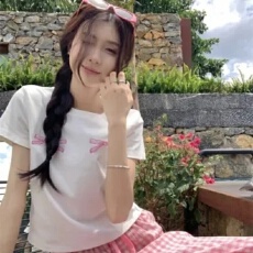 批发2026年新款女甜辣妹蝴蝶结印花短袖T恤格子