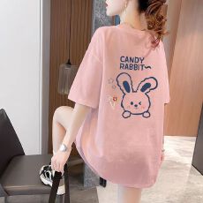 批发纯棉短袖t恤<b class='q'>女</b><b class='q'>大码</b><b class='q'>女</b>装2026新款夏季宽松显瘦卡通爆款粉色上衣ins