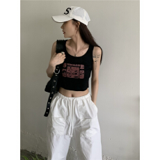 复古印花吊带背心女夏季甜辣妹修身显瘦百搭短款bm风上衣