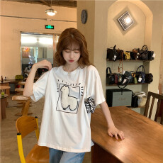 批发2026新款纯棉夏季韩版卡通刺绣学生宽松短袖T恤上衣<b class='q'>女装</b>