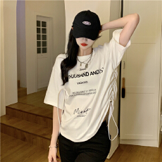 批发<b class='q'>爵士舞</b>蹈<b class='q'>服装</b>女夏季美式短袖T恤宽松hiphop跳舞甜辣jazz上衣