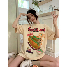 美式热狗潮牌复古小众卡通趣味oversize男女情侣短袖T恤